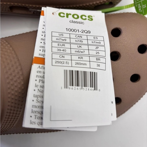 CROCS Classic Clogs with Strap NWT M7/W9 - Latte Brown - Picture 8 of 8